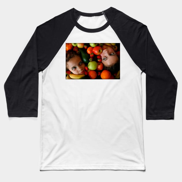 Fruit Salad Baseball T-Shirt by micklyn